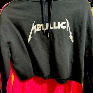 Black band cropped hoodie